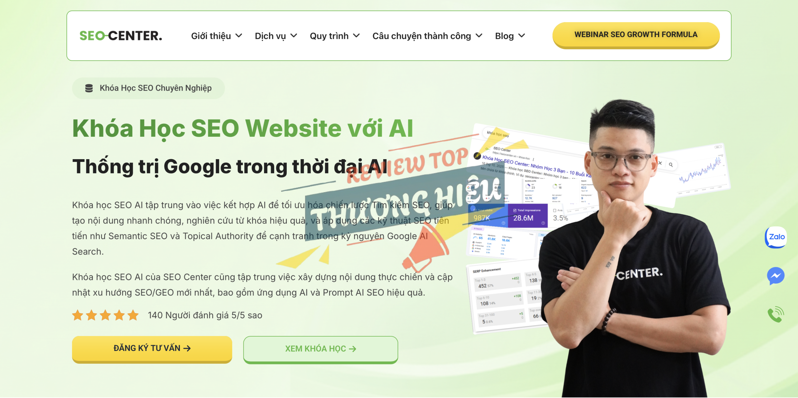 Review công ty SEO Center: Sự thật các dự án Tech & Ecom Top 1 24 Khóa Học SEO Website với AI