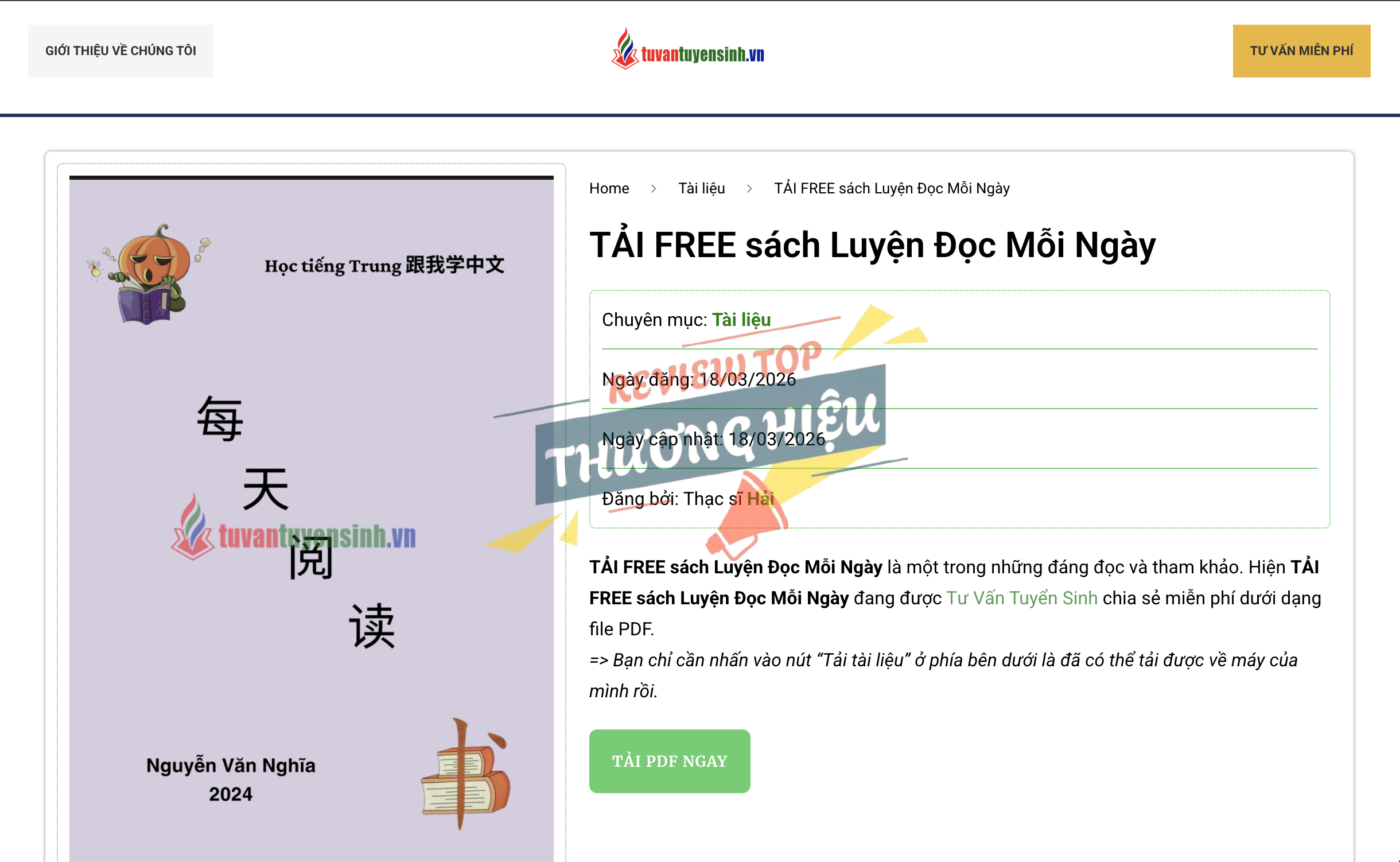 Tài liệu PDF trên website tư vấn tuyển sinh là gì? 